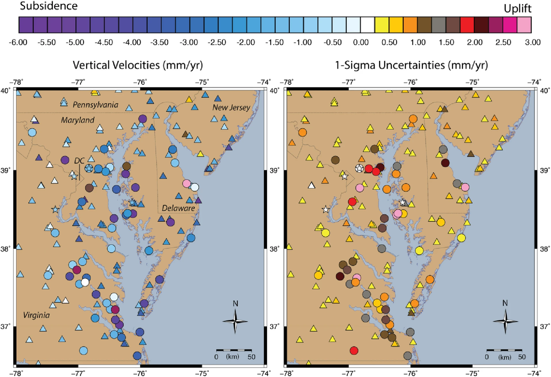 Vertical Land Motion GNSS velocity figure